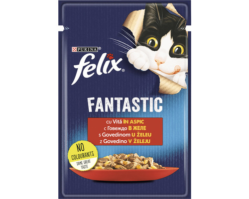 Hrană umedă pentru pisici PURINA Felix Fantastic cu vită în aspic 85 g-0