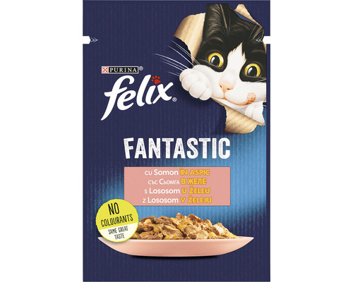 Hrană umedă pentru pisici PURINA Felix Fantastic cu somon în aspic 85 g-0