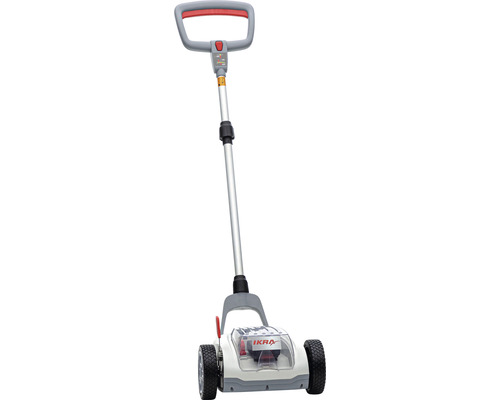 Trimmer de gazon cu acumulator, cu mâner și roți pentru îngrijirea gazonului