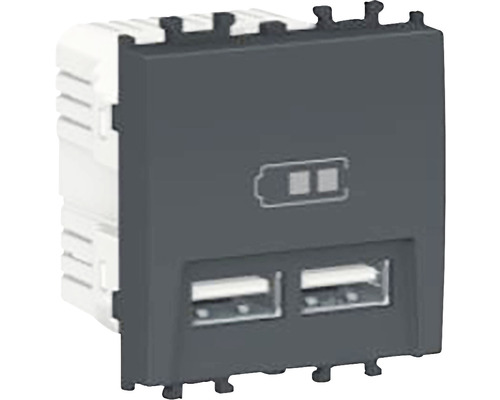Priză USB dublă Schneider Easy Styl max. 2100 mAh, 2 module, negru