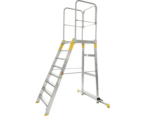 Platformă de lucru din aluminiu cu balustradă pentru o poziție sigură