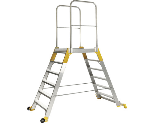 Scară schelă din aluminiu cu balustradă și role