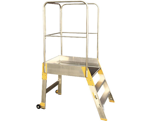 Platformă de lucru din aluminiu cu balustradă și roți