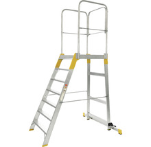 Scară aluminiu cu platformă și trepte pe o parte 1x7 trepte
