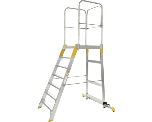 Scară platformă din aluminiu cu balustradă pentru o poziție sigură