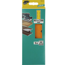 Foi abrazive Wolfcraft 93x230 mm, granulație 80, pachet 5 bucăți, perforații pe lateral
