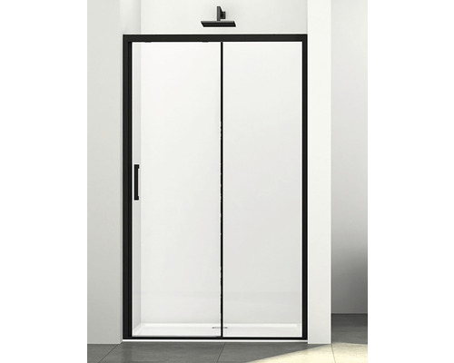 Ușă duș culisantă Sanotechnik Elite Black 118-122x195 cm sticlă transparentă profil negru mat-0