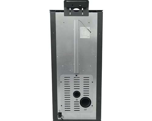 Vedere din spate a unui cuptor cu racorduri pentru admisie și evacuare a aerului