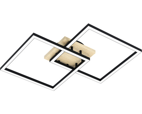 Plafonieră LED pătrată cu aplicație din lemn