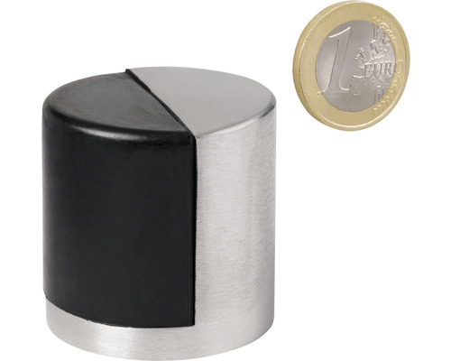 Oprirea ușii din oțel inoxidabil și cauciuc lângă o monedă de un euro