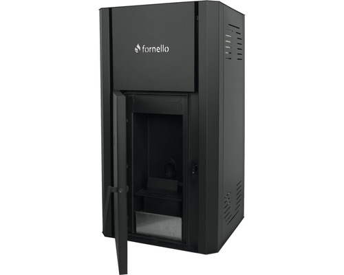 Șemineu pe peleți Fornello cu ușa deschisă