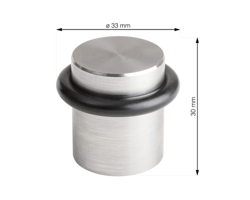 Opriitor de ușă metalic cu inel de cauciuc, diametru 33 milimetri, înălțime 30 milimetri