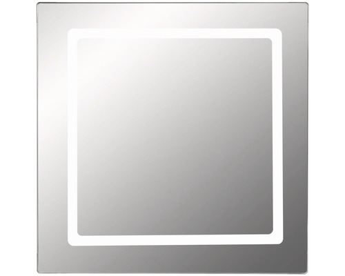 Oglindă baie cu LED Cordia Modern Line 65x60 cm ramă argintie IP 44 Oglindă pătrată cu iluminare LED
