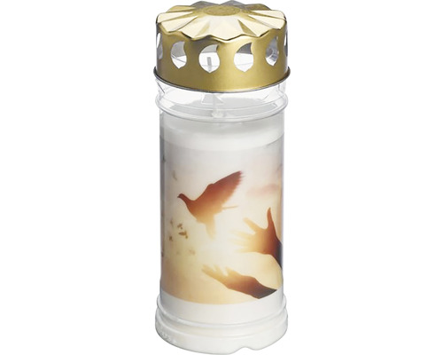 Candelă Bolsius cu capac model porumbel alb, durata de ardere 120 h-0