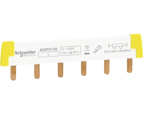 Bară busbar tip pieptene Schneider Acti9 1P 100A 6x, pentru tablouri electrice Șină de conexiuni Schneider Electric A9XPH106