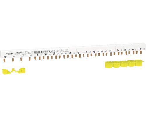 Bară busbar tip pieptene Schneider Resi9 3P+N 63A 18x, pentru tablouri electrice Bloc terminal cu contact de protecție și capace de protecție galbene