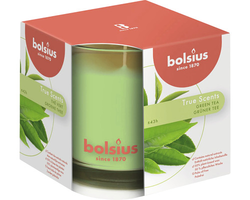 Lumânare parfumată Bolsius pahar mare ceai verde durată de ardere 43 h