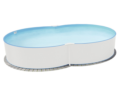 Piscină îngropată cu pereți din oțel Solo 625 x 360 cm, adâncime de 150 cm Piscină ovală cu pereți din oțel și pietre de margine a piscinei