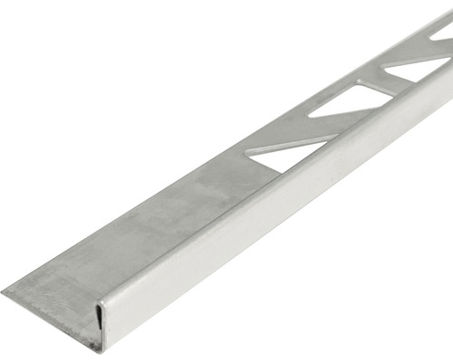 Cornier / Profil colțar din oțel inoxidabil 11 mm 3 m Profil de finisare pentru plăci ceramice din metal cu decupaje triunghiulare