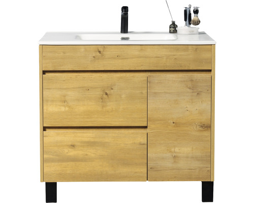 Set mobilier baie pe pardoseală Differnz Sofi 80 cm MDF stejar buc