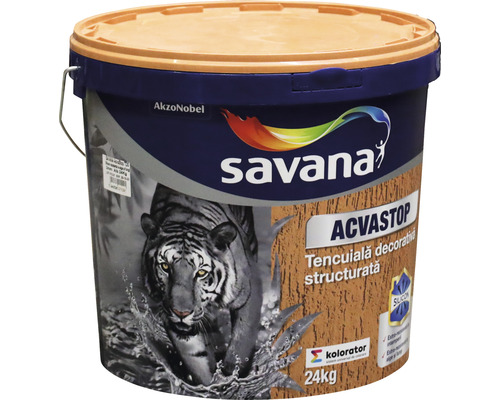 Tencuială decorativă structurată Savana Acvastop cu silicon, albă, 24 kg