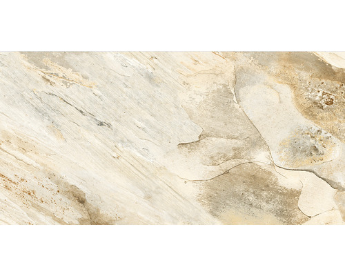 Gresie interior porțelanată glazurată Fossil Crema Grande rectificată 60x120 cm