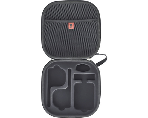 Geantă de transport neagră deschisă cu compartimente pentru accesorii pentru grătar