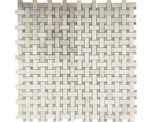 Mozaic marmură Mugla White Basketweave 30,7x30,7 cm-0