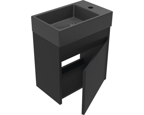 Dulap de bază pentru lavoar cu lavoar și ușă deschisă