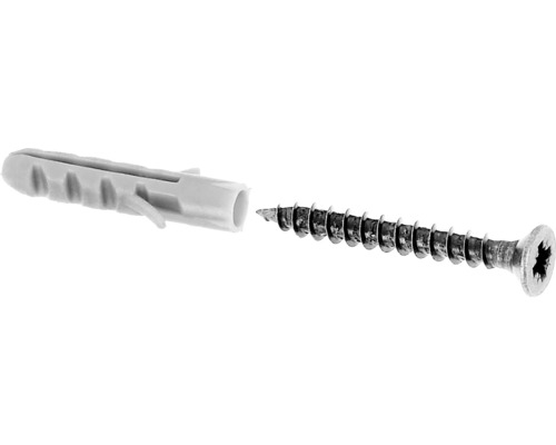Dibluri plastic cu șurub Alberts 4x20 mm, oțel zincat, 10 bucăți Diblu și șurub pentru fixare