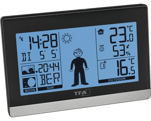 Stație meteo TFA Dostmann cu afișare a temperaturii interioare și exterioare