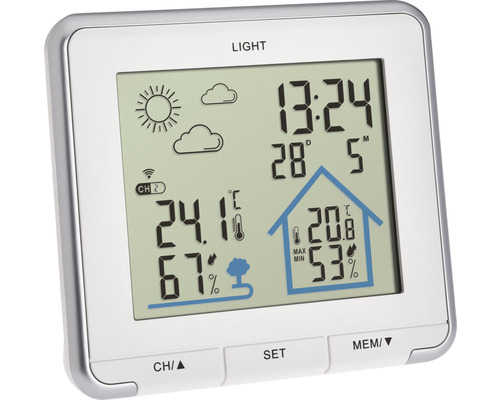 Stație meteo wireless LIFE TFA cu transmițător wireless extern inclus alb Stație meteo cu afișaj digital al temperaturii și umidității