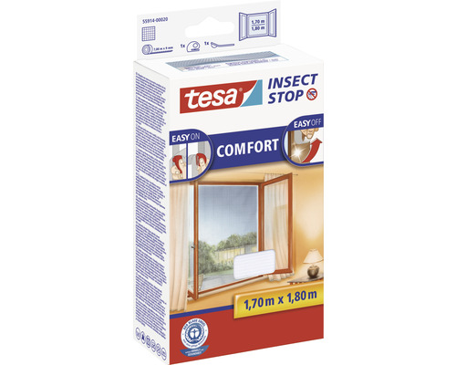 Tesa Insect Stop Comfort Plasă de insecte pentru ferestre, 1,70 m x 1,80 m, ambalaj