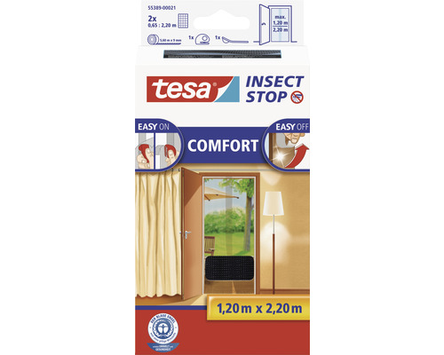 Plasă țânțari pentru ușă tesa Insect Stop Comfort antracit 65x220 cm, set 2 buc.