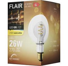 Bec vintage LED Flair E27 4W, glob G95 clar, durată viață 15.000 h