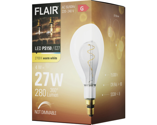 Ambalajul unui bec LED Flair PS150 E27