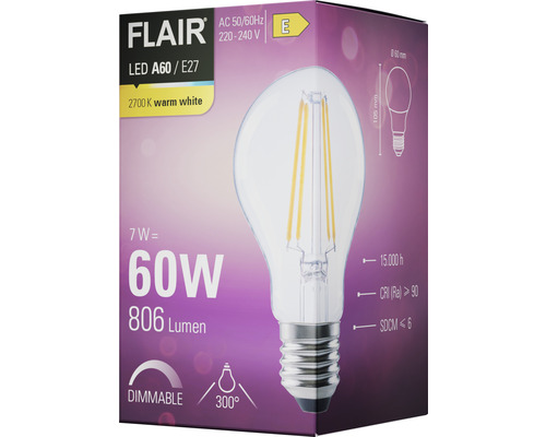 Ambalajul unui bec LED Flair A60 E27