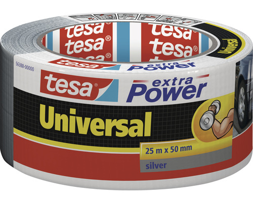 Bandă adezivă pentru reparații tesa extra Power Universal, argintie, 25 m x 50 mm