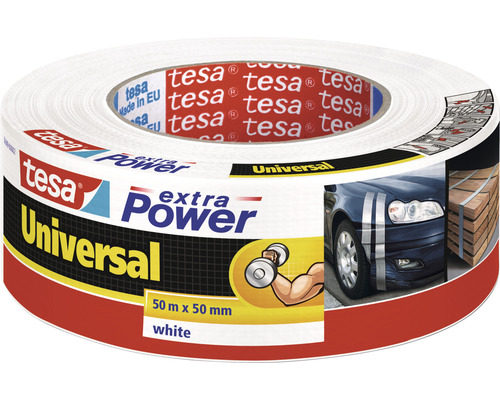 Bandă adezivă tesa Universal extra Power albă 50 m x 50 mm