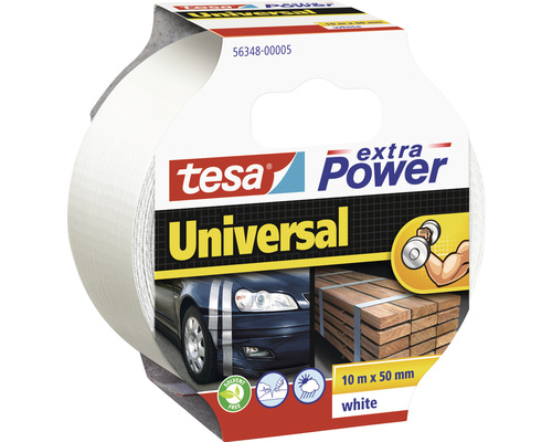 Bandă pentru reparații tesa extra Power Universal, albă 10 m x 50 mm