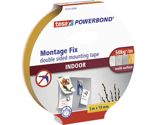 Bandă de montaj tesa® Powerbond pentru interior 19 mm x 5 m Tesa Powerbond Montage Fix bandă de montaj față-verso pentru interior, 5 metri pe 19 milimetri