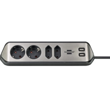 Bloc multipriză cu două prize Schuko, două prize Euro și două porturi USB