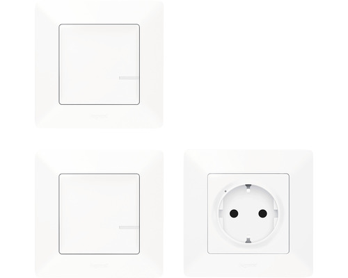 Set priză simplă cu împământare & întrerupător simplu & întrerupător tip telecomandă Legrand Valena Life with Netatmo, alb, conexiune ZigBee, 3 piese Set priză simplă cu împământare & întrerupător simplu & întrerupător tip telecomandă Legrand Valena Life with Netatmo, alb, conexiune ZigBee, 3 piese