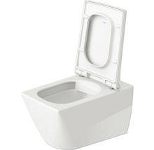 WC suspendat cu spălare profundă, cu margine de spălare deschisă și capac de WC