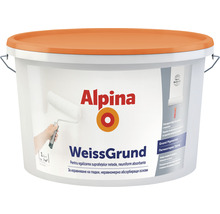 Găleată cu vopsea albă Alpina WeissGrund, potrivită pentru interior