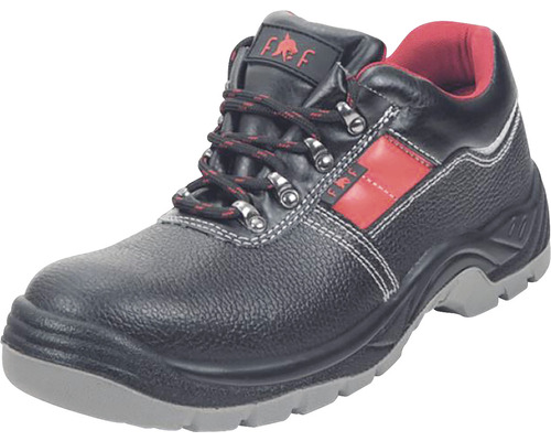 Pantof de siguranță negru cu șireturi și talpă gri