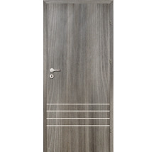 Ușă de interior cu model de lemn și trei benzi decorative
