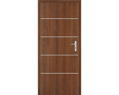 Foaie de ușă Classen nuc cpl Discovery 4 MDF 203,5x84,4 cm stânga Ușă din lemn cu trei șipci decorative și mâner