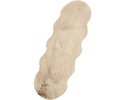 Covoraș de baie bej cu margine ondulată