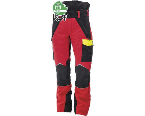 Pantaloni de lucru Hammer Workwear din poliester roșu/galben, anti-tăiere, mărimea XXL